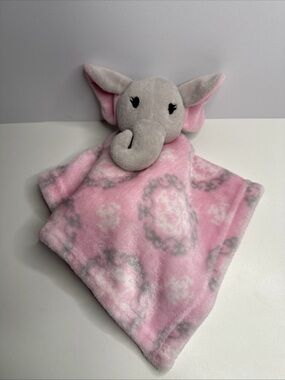 HB Pink and Gray Elephant Lovey Security Blanket